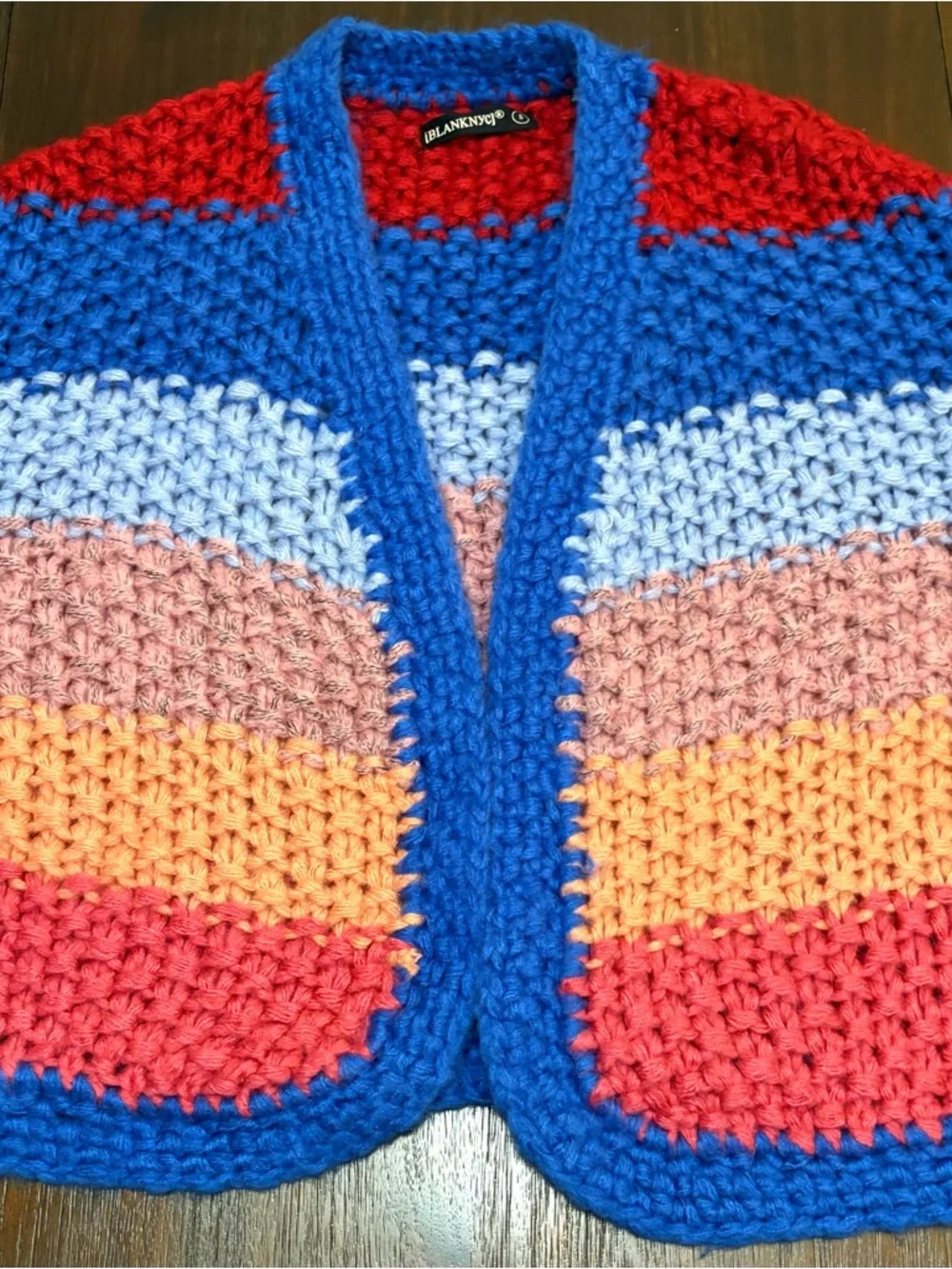 Blank NYC Catch The Rainbow Cardigan Multi Color Chunky Knit Sweater - Picture 10 of 14